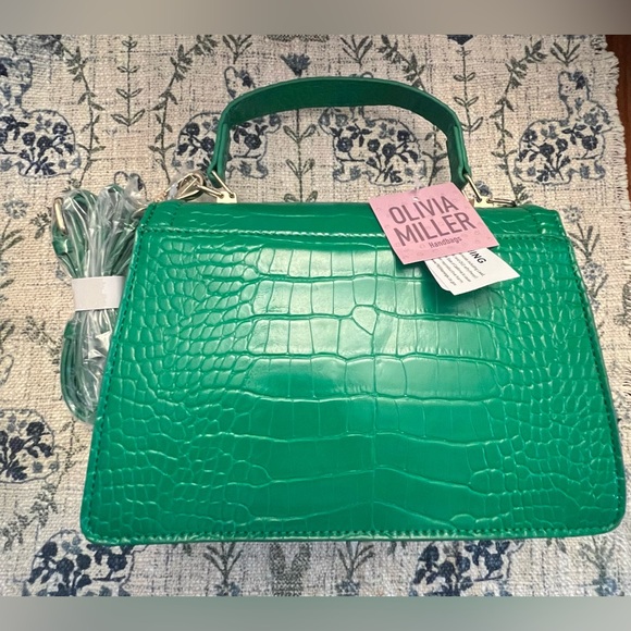 Olivia Miller Green Satchel Bag Glossy Finish - Picture 2 of 5
